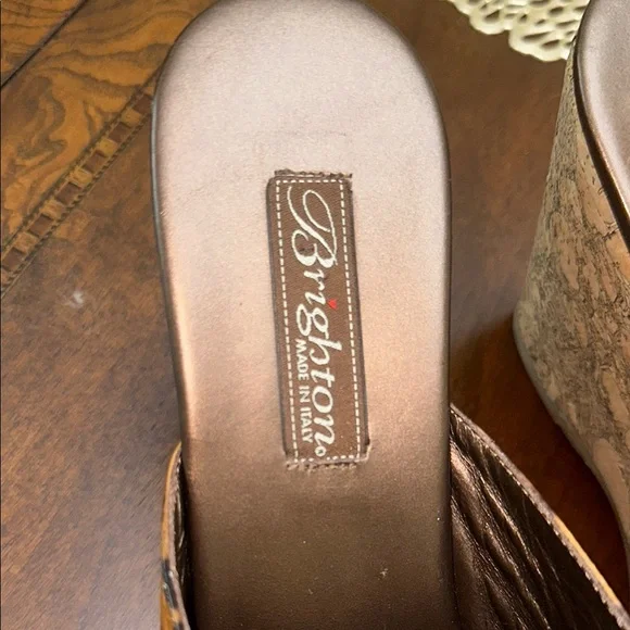 Brighton Brown and Tan Mules with Leopard Print - Picture 3 of 6